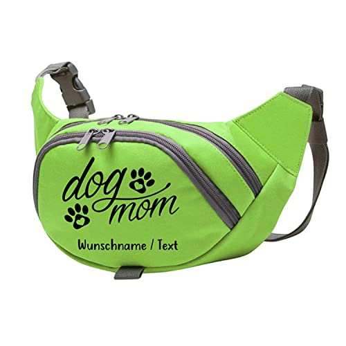 Tierisch-tolle Geschenke Dog Mom Bauchtasche Leckerlie -Tasche mit Wunschnamen personalisiert | Hundetraining | Leckerlie Beutel (Grün/Schwarz) von Tierisch-tolle Geschenke