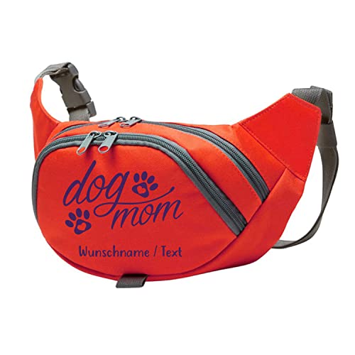 Tierisch-tolle Geschenke Dog Mom Bauchtasche Leckerlie -Tasche mit Wunschnamen personalisiert | Hundetraining | Leckerlie Beutel (Rot/Lila) von Tierisch-tolle Geschenke