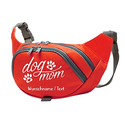 Tierisch-tolle Geschenke Dog Mom Bauchtasche Leckerlie -Tasche mit Wunschnamen personalisiert | Hundetraining | Leckerlie Beutel (Rot/Weiß) von Tierisch-tolle Geschenke