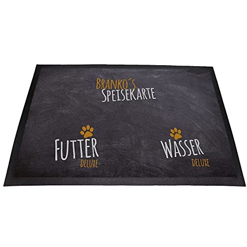 Tierisch-tolle Geschenke Hundemotiv Pfötchen Futterplatzmatte Napfunterlage | mit Wunschnamen personalisiert | Waschbar | (Speisekarte) von Tierisch-tolle Geschenke