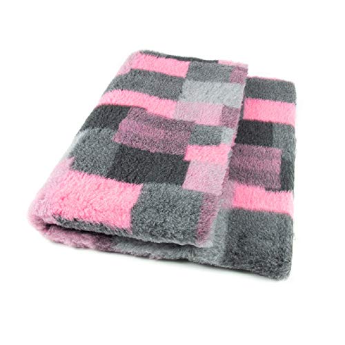 Tierisch-tolle Geschenke ProFleece Premium Hundedecke Haustiermatte Patchwork rosa | rutschfest | Antibakteriell | Antiallergen | Atmungsaktiv | Isolierend | Waschbar (L = 150 x 100 cm) von Tierisch-tolle Geschenke