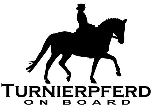 Aufkleber *Turnierpferd on Board - Dressur* 80x60cm Hängerbeschriftung (Gelb) von Tierisch werben