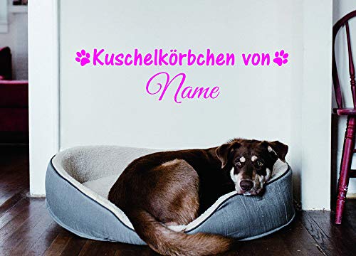 Aufkleber Wandtattoo *Kuschelkörbchen von .* 50x15cm Individuell mit Namen in 11 Farben (Pink) von Tierisch werben