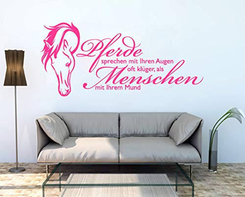 Tierisch werben Wandtattoo Aufkleber Pferd Pferdespruch 01 50x23cm Wanddekoration (Pink) von Tierisch werben