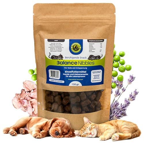 Tierkumpel Food & Snack - 150g Beruhigende Leckerlis für Hund und Katze - Natürliche Beruhigung mit Lavendel und Kamille bei Stress, Angst und Nervosität - Hunde Leckerlie probiotisch zur Entspannung von Tierkumpel Food & Snack