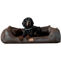 Tierlando ® ALBERTO ORTHO Orthopädisches Hundebett mit Velours Vintage braun 1,2 m, 25 cm, 85 cm von Tierlando