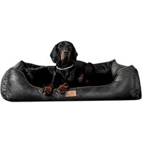 Tierlando ® ALBERTO ORTHO Orthopädisches Hundebett mit Velours Vintage schwarz 80 cm, 22 cm, 60 cm von Tierlando