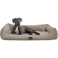 Tierlando ® BRUCE VELOURS Orthopädisches Hundebett Soft beige 1,1 m, 25 cm, 90 cm von Tierlando