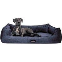 Tierlando ® BRUCE VELOURS Orthopädisches Hundebett Soft dunkelblau 1,1 m, 25 cm, 90 cm von Tierlando