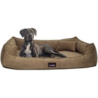 Tierlando ® BRUCE VELOURS Orthopädisches Hundebett Soft hellbraun 1,1 m, 25 cm, 90 cm von Tierlando