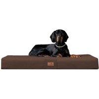 Tierlando ® FLOKI ORTHO PLUS Orthopädische Hundematte aus Plüsch & High-Tech-Velours braun 1,5 m, 13 cm, 1 m von Tierlando