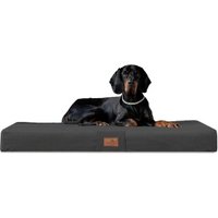 Tierlando ® FLOKI ORTHO PLUS Orthopädische Hundematte aus Plüsch & High-Tech-Velours schwarz/ graphit 1,5 m, 13 cm, 1 m von Tierlando