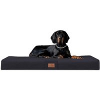 Tierlando ® FLOKI ORTHO PLUS Orthopädische Hundematte aus Plüsch & High-Tech-Velours schwarz 1 m, 13 cm, 80 cm von Tierlando