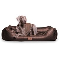 Tierlando ® LOUIS - Orthopädisches Hundebett aus gestepptem Kunstleder braun 80 cm, 22 cm, 60 cm von Tierlando