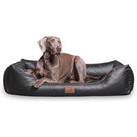 Tierlando ® LOUIS - Orthopädisches Hundebett aus gestepptem Kunstleder schwarz/ graphit 1,2 m, 25 cm, 85 cm von Tierlando