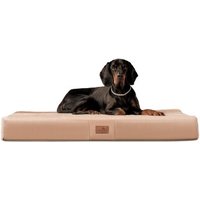 Tierlando ® FLOKI ORTHO PLUS Orthopädische Hundematte aus Plüsch & High-Tech-Velours beige 1 m, 13 cm, 80 cm von Tierlando