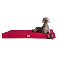 Tierlando ® FLOKI ORTHO PLUS Orthopädische Hundematte aus Plüsch & High-Tech-Velours dunkelrot 80 cm, 13 cm, 60 cm von Tierlando