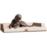 Tierlando ® Orthopädisches Design Hundesofa GIBSON VISCO Kunstleder kubische Form creme 1,2 m, 22 cm, 90 cm von Tierlando