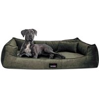 Tierlando ® BRUCE VELOURS Orthopädisches Hundebett Soft dunkles olivgrün 1,1 m, 25 cm, 90 cm von Tierlando