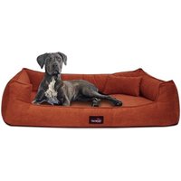 Tierlando ® BRUCE VELOURS Orthopädisches Hundebett Soft terracotta 1,1 m, 25 cm, 90 cm von Tierlando