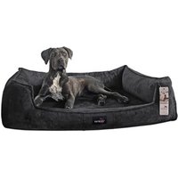 Tierlando ® Orthopädisches Hundebett FRANKLIN Kuscheliger Teddy-Stoff - Hundesofa anthrazit 1,1 m, 22 cm, 90 cm von Tierlando