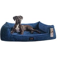 Tierlando ® Orthopädisches Hundebett FRANKLIN Kuscheliger Teddy-Stoff - Hundesofa blau 1,6 m, 25 cm, 1,1 m von Tierlando