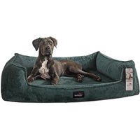 Tierlando ® Orthopädisches Hundebett FRANKLIN Kuscheliger Teddy-Stoff - Hundesofa petrol 1,6 m, 25 cm, 1,1 m von Tierlando