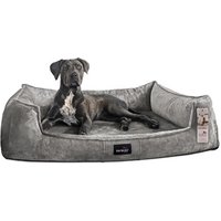 Tierlando ® Orthopädisches Hundebett FRANKLIN Kuscheliger Teddy-Stoff - Hundesofa grau/ grau 1,3 m, 25 cm, 1 m von Tierlando