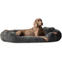 Tierlando ® Orthopädisches Hundebett PAMELA Shaggy kuscheliger Langflor schwarz/ graphit 1,75 m, 20 cm, 1,15 m von Tierlando