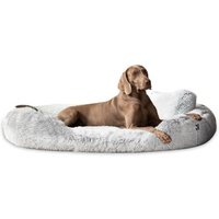 Tierlando ® Orthopädisches Hundebett PAMELA Shaggy kuscheliger Langflor weiß/ grau 1,75 m, 20 cm, 1,15 m von Tierlando