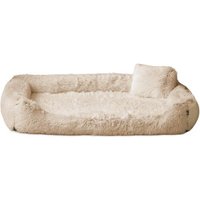 Tierlando ® Orthopädisches Hundebett PEDRO Shaggy kuscheliger Langflor beige 1,6 m, 22 cm, 1,1 m von Tierlando