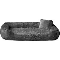 Tierlando ® Orthopädisches Hundebett PEDRO Shaggy kuscheliger Langflor schwarz/ graphit 1,6 m, 22 cm, 1,1 m von Tierlando