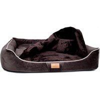 Tierlando ® Orthopädisches Hundebett RUDOLPH inkl. Schonbezug mit Hundedecke braun 1,3 m, 25 cm, 1 m von Tierlando