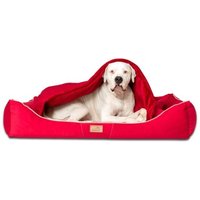 Tierlando ® RUDOLPH - Orthopädisches Hundebett inkl. Schonbezug mit Hundedecke dunkelrot 1,3 m, 25 cm, 1 m von Tierlando