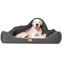 Tierlando ® RUDOLPH - Orthopädisches Hundebett inkl. Schonbezug mit Hundedecke schwarz/ graphit 1,1 m, 25 cm, 90 cm von Tierlando