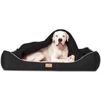 Tierlando ® Orthopädisches Hundebett RUDOLPH inkl. Schonbezug mit Hundedecke schwarz 1,3 m, 25 cm, 1 m von Tierlando