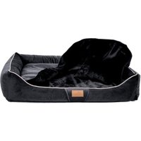 Tierlando ® Orthopädisches Hundebett RUDOLPH inkl. Schonbezug mit Hundedecke schwarz 1,3 m, 25 cm, 1 m von Tierlando