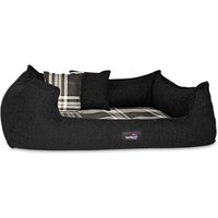 Tierlando ® Orthopädisches Hundebett SCOTCH VISCO 2-in-1-Bezug Webstoff Mélange kariert schwarz 90 cm, 22 cm, 75 cm von Tierlando