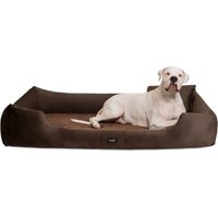 Tierlando ® VINCENT High-Tech-Velours (Triton) und Cord - Orthopädisches Hundebett braun 1,1 m, 25 cm, 90 cm von Tierlando