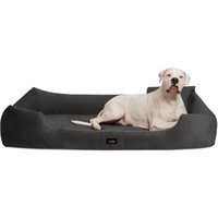 Tierlando ® VINCENT High-Tech-Velours (Triton) und Cord - Orthopädisches Hundebett schwarz/ graphit 1,1 m, 25 cm, 90 cm von Tierlando