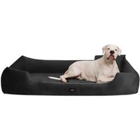 Tierlando ® VINCENT High-Tech-Velours (Triton) und Cord - Orthopädisches Hundebett schwarz 1,1 m, 25 cm, 90 cm von Tierlando