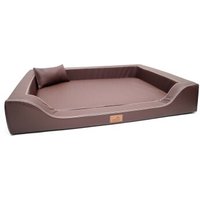 Tierlando ® Orthopädisches LUXUS-Hundebett MELODY LATEX Anti-Haar Kunstleder braun 1,2 m, 22 cm, 85 cm von Tierlando