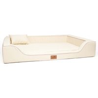 Tierlando ® Orthopädisches LUXUS-Hundebett MELODY LATEX Anti-Haar Kunstleder creme 1,5 m, 22 cm, 1 m von Tierlando