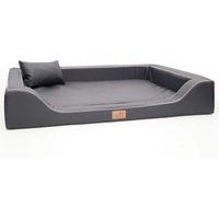 Tierlando ® Orthopädisches LUXUS-Hundebett MELODY LATEX Anti-Haar Kunstleder schwarz/ graphit 1,5 m, 22 cm, 1 m von Tierlando