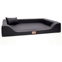 Tierlando ® Orthopädisches LUXUS-Hundebett MELODY LATEX Anti-Haar Kunstleder schwarz 1,5 m, 22 cm, 1 m von Tierlando