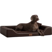 Tierlando ® Orthopädisches LUXUS-Hundebett MELODY LATEX Soft Kunstleder Velours braun 1,5 m, 22 cm, 1 m von Tierlando