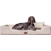 Tierlando ® Orthopädisches LUXUS-Hundebett MELODY LATEX Soft Kunstleder Velours beige 85 cm, 22 cm, 60 cm von Tierlando