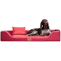 Tierlando ® Orthopädisches LUXUS-Hundebett MELODY LATEX Soft Kunstleder Velours dunkelrot 1,2 m, 22 cm, 85 cm von Tierlando