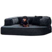 Tierlando ® SHARLEEN VISCO PLUS - Orthopädisches Hundesofa mit kuscheligem Teddystoff anthrazit 80 cm, 30 cm, 60 cm von Tierlando