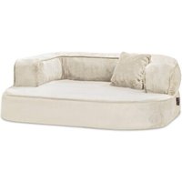 Tierlando ® SHARLEEN VISCO PLUS - Orthopädisches Hundesofa mit kuscheligem Teddystoff creme 1,2 m, 40 cm, 90 cm von Tierlando